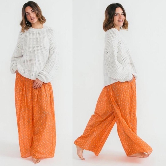 NWOT!! Free People Dream Time Orange Lounge pant - Picture 7 of 7